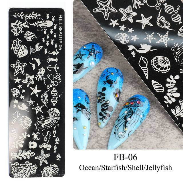 Nail Tool Steel Plate Transfer Template Lover Love Natural Flowers Ocean Pattern - VIOLA GRACE