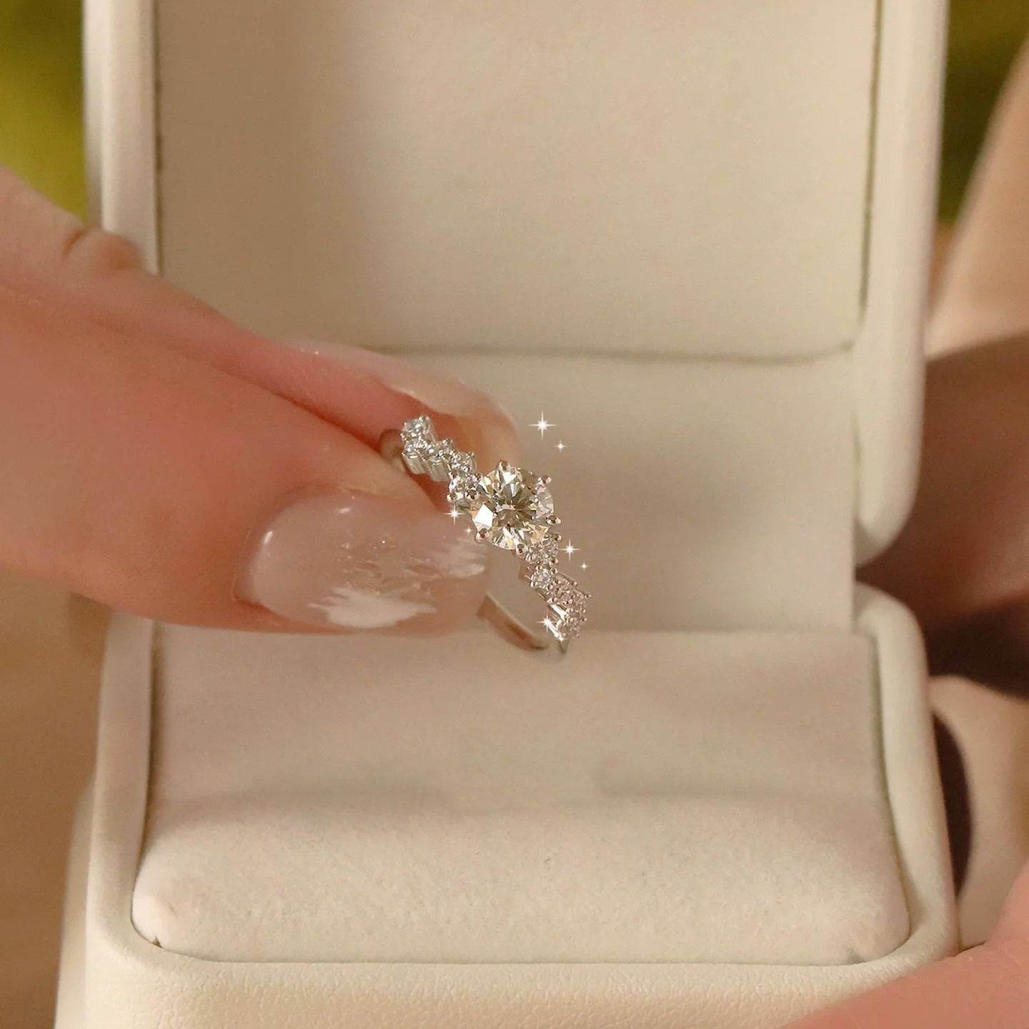 925 Sterling Full Silver Moissanite Ring 1 Karat Real Diamond 