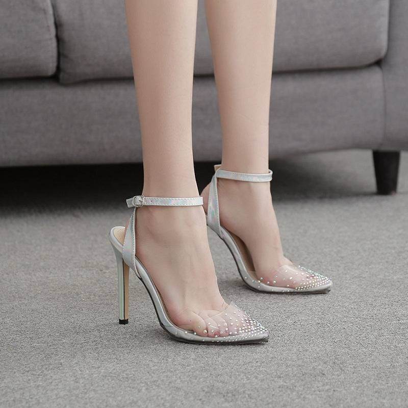 Pointed diamond sandals for women with stiletto heels - VIOLA GRACE
