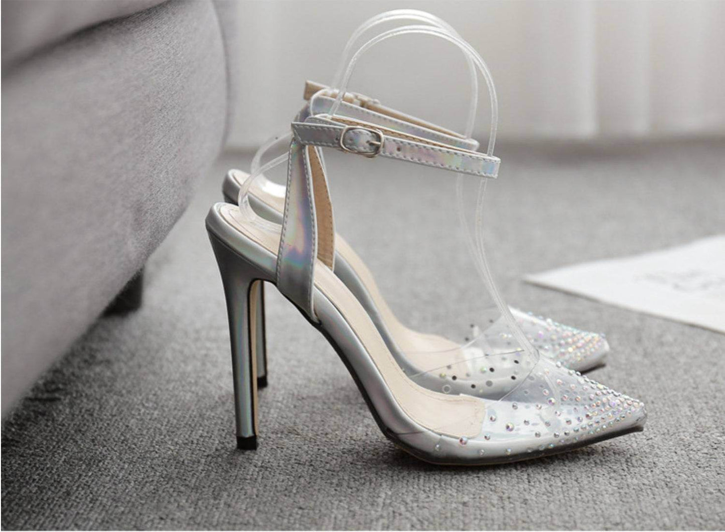 Pointed diamond sandals for women with stiletto heels - VIOLA GRACE
