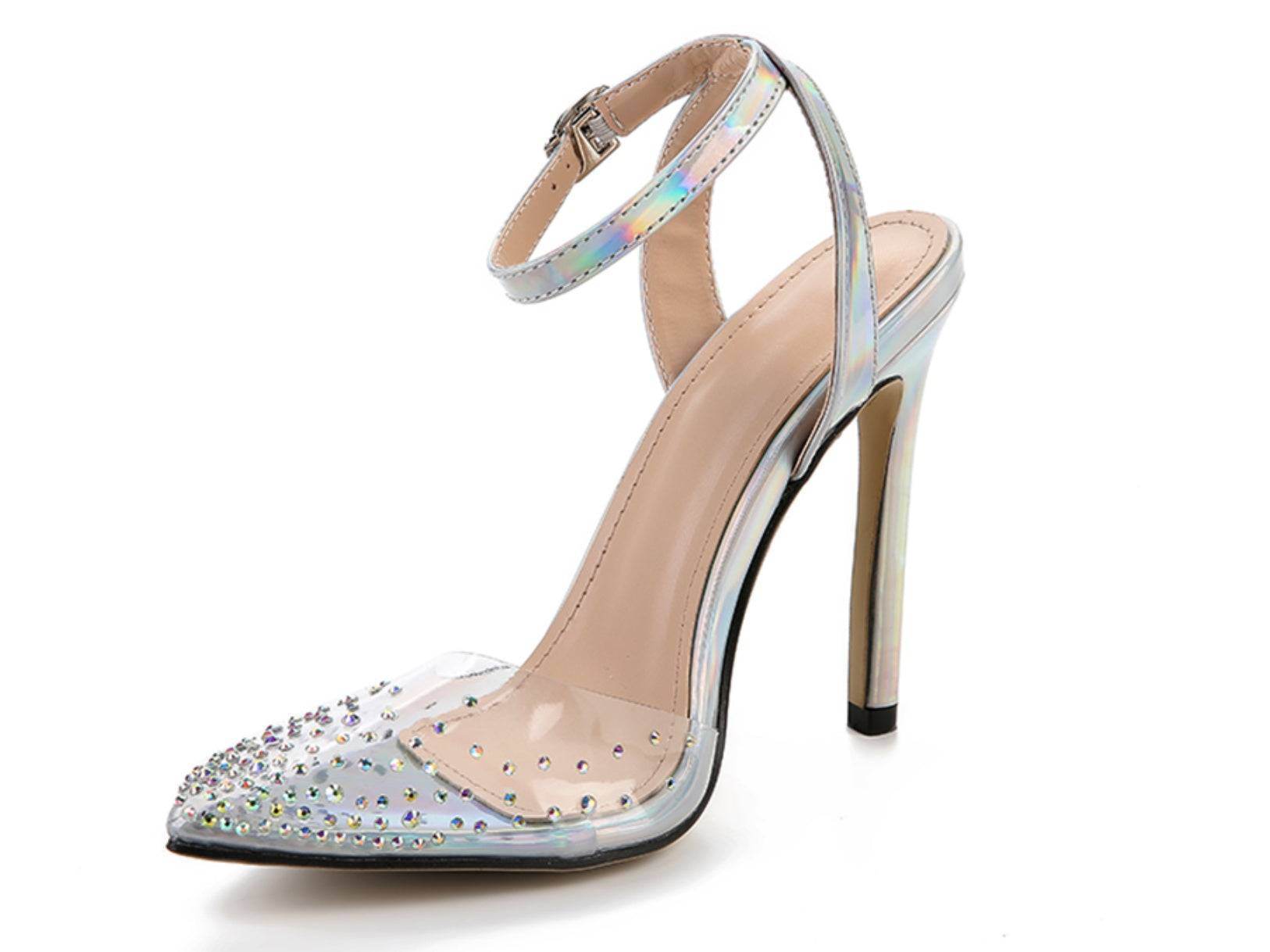 Pointed diamond sandals for women with stiletto heels - VIOLA GRACE