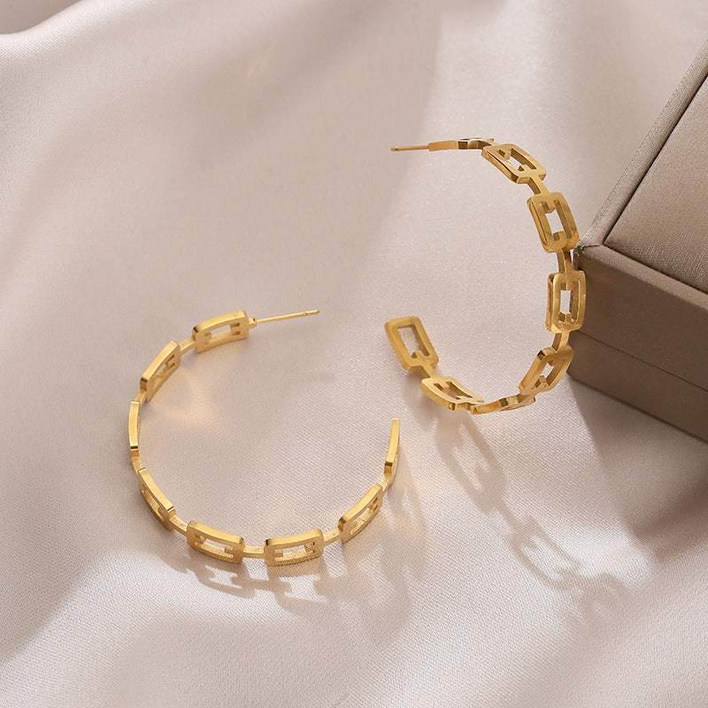 Face Thinning Anti-fading Titanium Steel Earrings Women - VIOLA GRACE