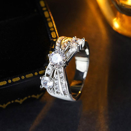 Female Ring Fashion Shiny Zircon Wedding Accessories