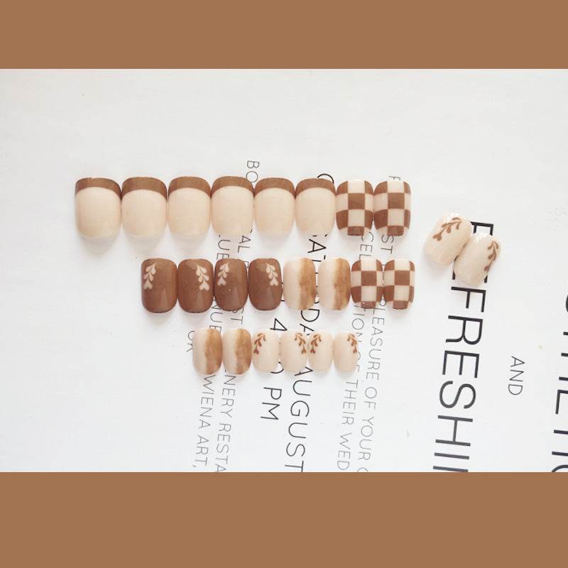 Kurixiang Latte Pull Wearing Nail Nail Patch Nail Patch - VIOLA GRACE
