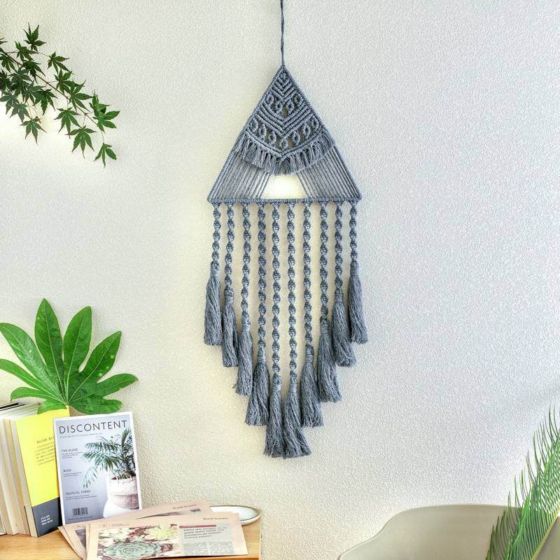 Handwoven Home Decor Triangle Dream Catcher Pendant - VIOLA GRACE